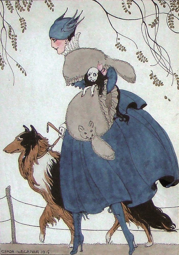 Woman with Two Dogs (1915) – Gerda Wegener Tablo