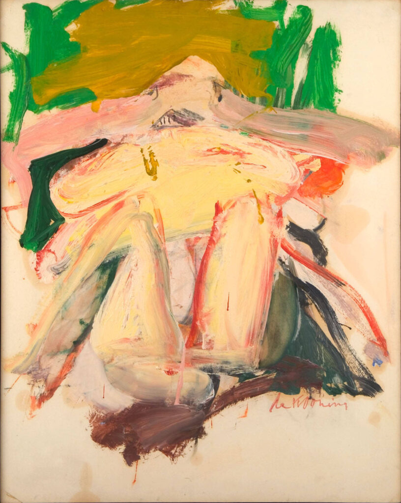 Woman with a Green and Beige Background - Willem de Kooning Tablo