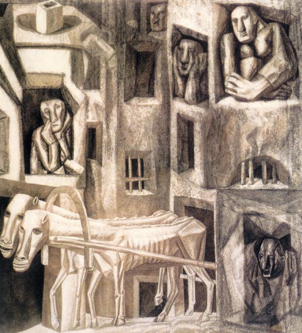 Workers (1915) – Pavel Filonov Tablo