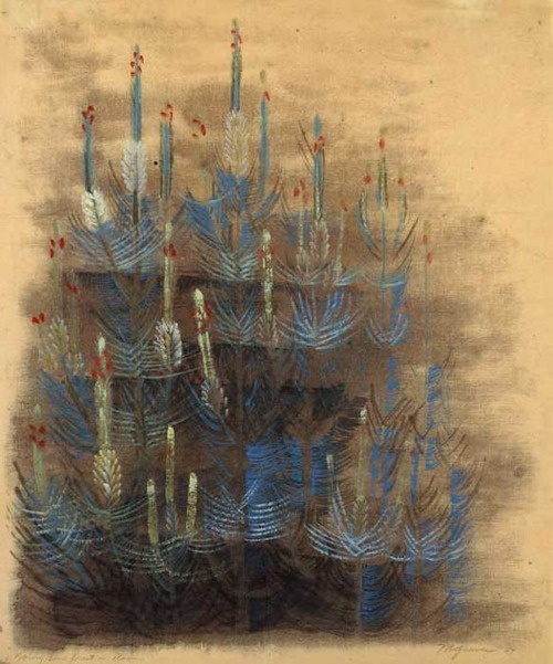 Young forest pine in bloom (1947) – Morris Graves Tablo