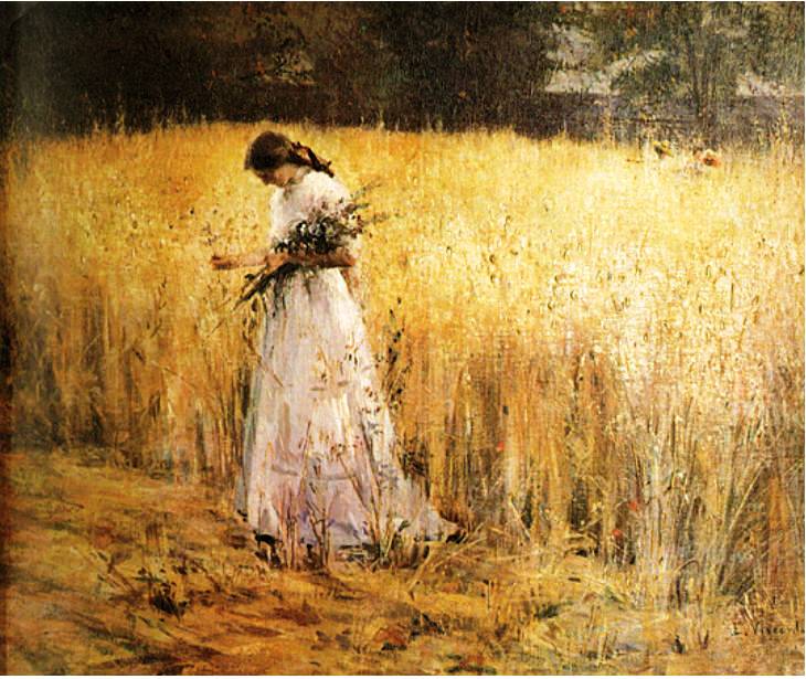 Young girl in wheat field (1916) – Eliseu Visconti Tablo