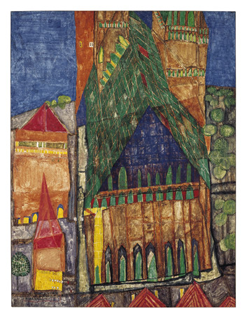 104 Cathedral I (1951) - Friedensreich Hundertwasser Tablo