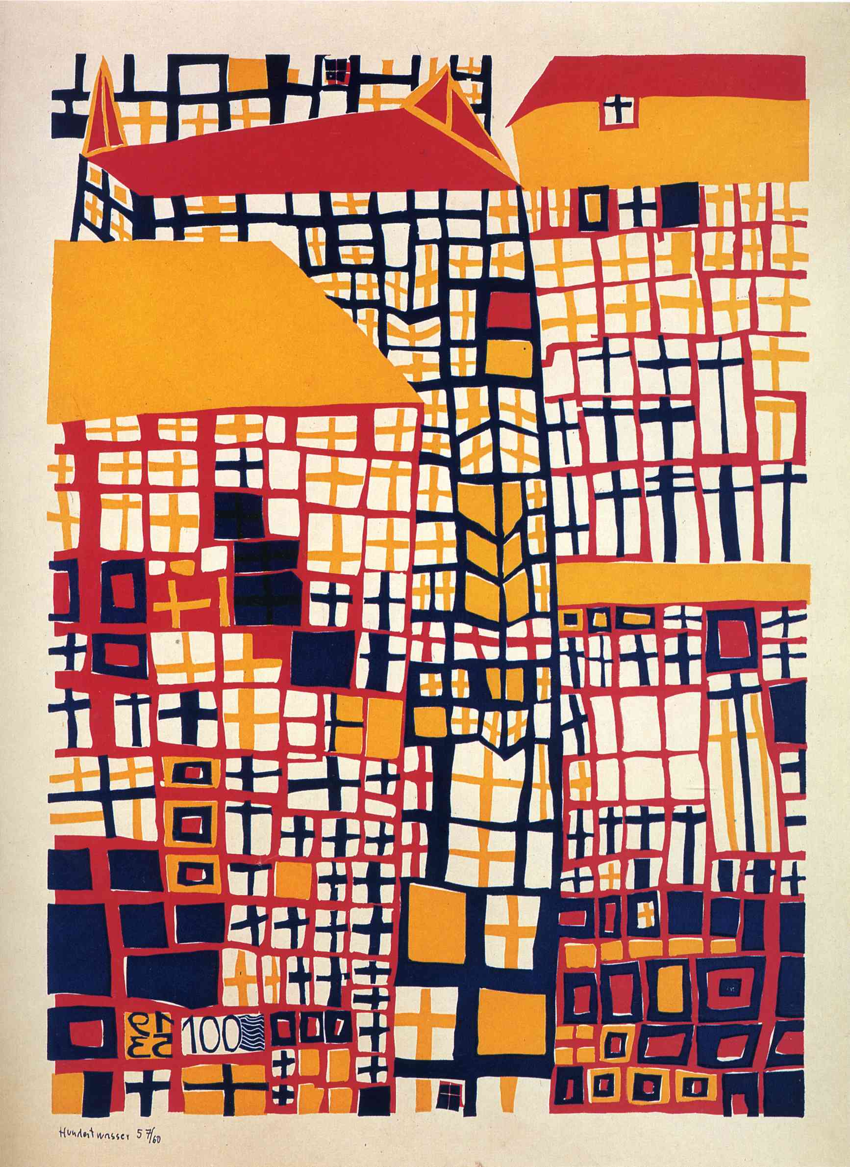 155 Three High Houses (1953) - Friedensreich Hundertwasser Tablo