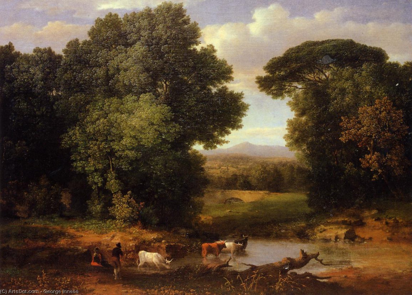 A Bit Of Roman Aqueduct - George Inness Tablo
