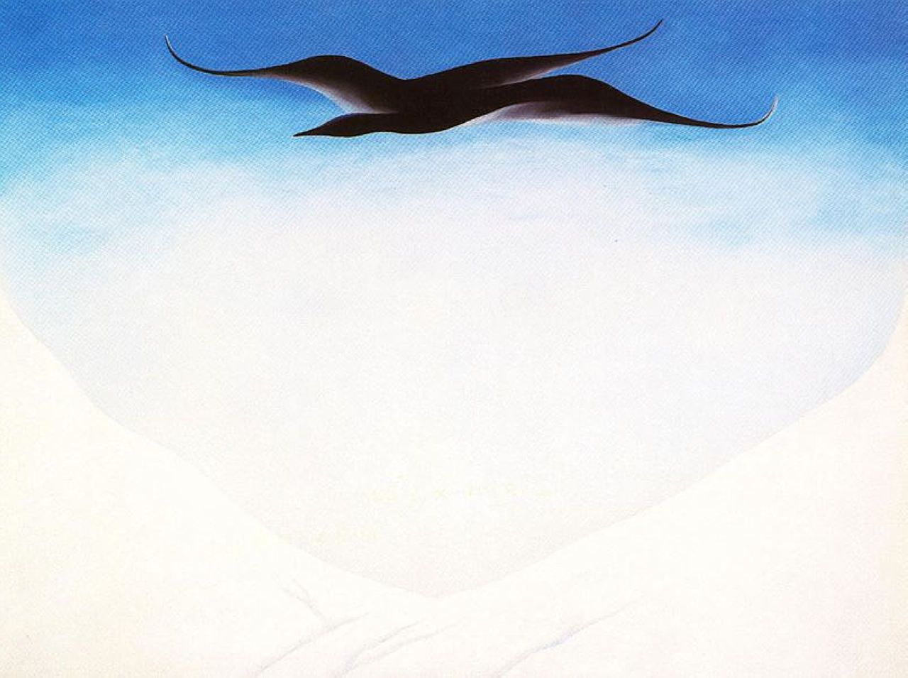 A Black Bird With Snow Covered Red Hills (1946) - Georgia O'Keeffe Tablo