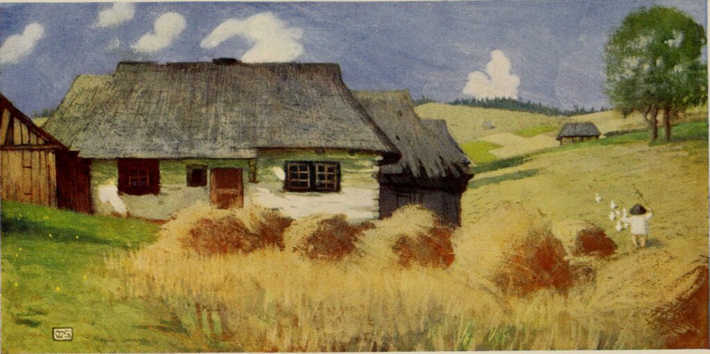 A COTTAGE AT ZSDJAR (1909) - Marianne Stokes Tablo