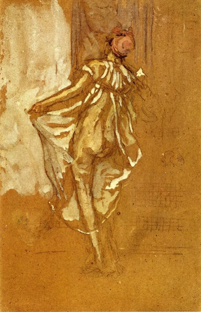 A Dancing Woman in a Pink Robe Seen from the Back (1888) - James McNeill Whistler Tablo