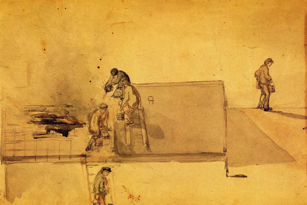 A Fire at Pomfret (1850) - James McNeill Whistler Tablo
