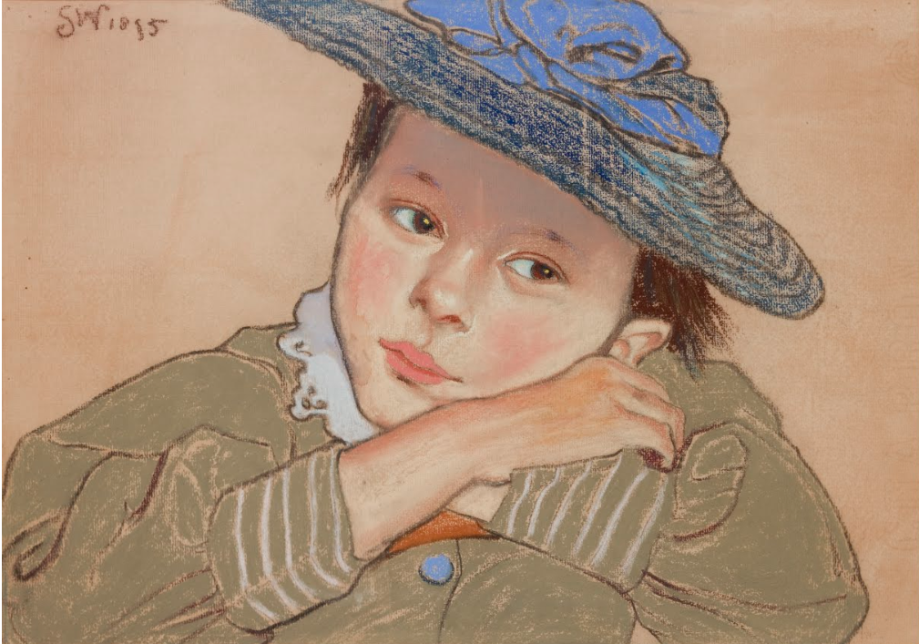 A Girl in a Blue Hat (1895) - Stanisław Wyspiański Tablo