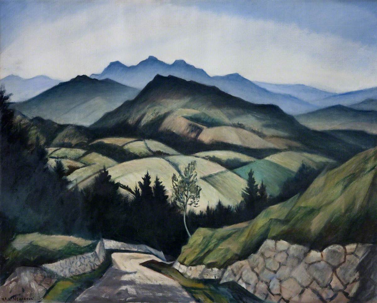 A Mountain Landscape in Wales - C. R. W. Nevinson Tablo