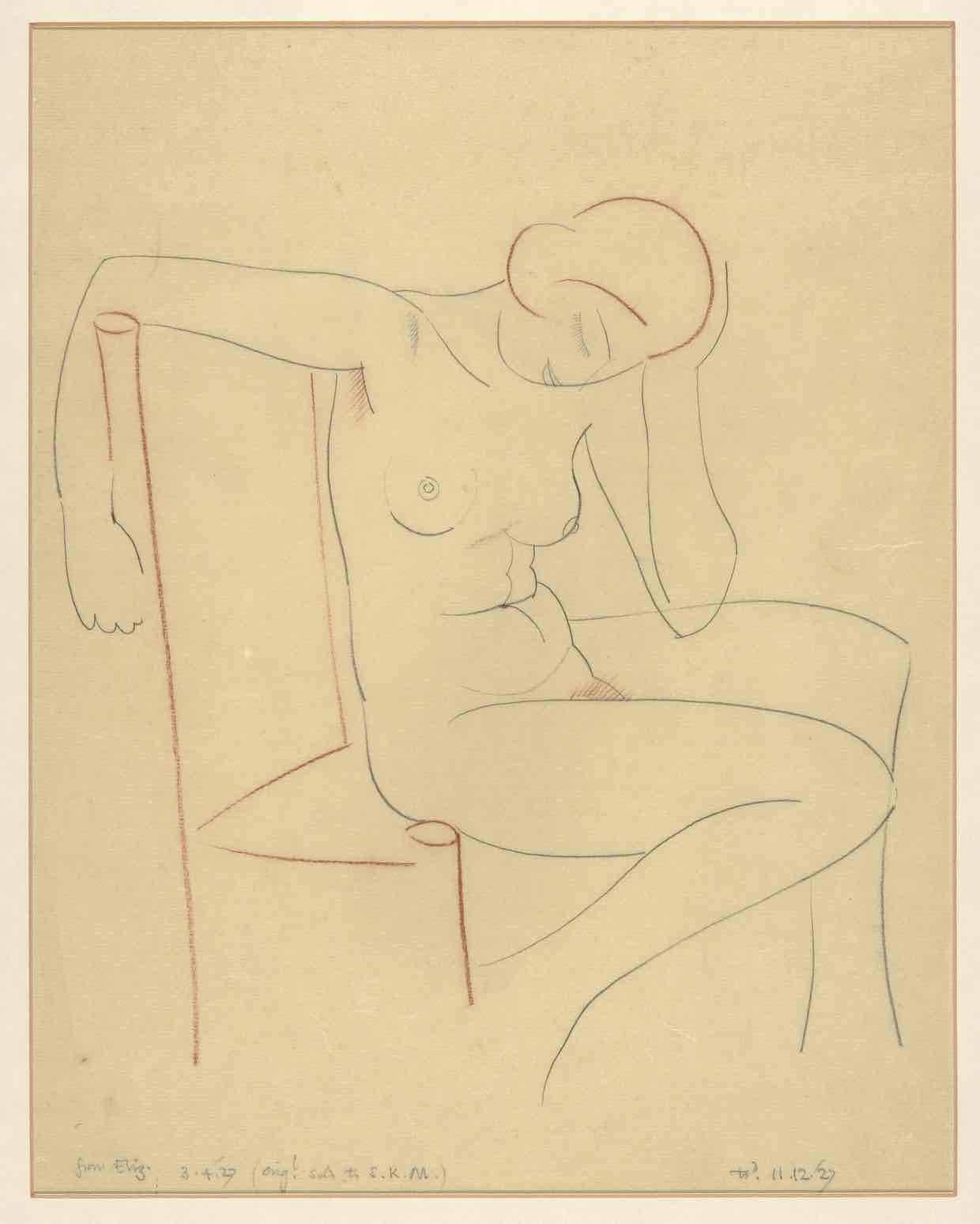 A Nude Sketch of Gill’s Daughter Elizabeth (1927) - Eric Gill Tablo kanvas tablo