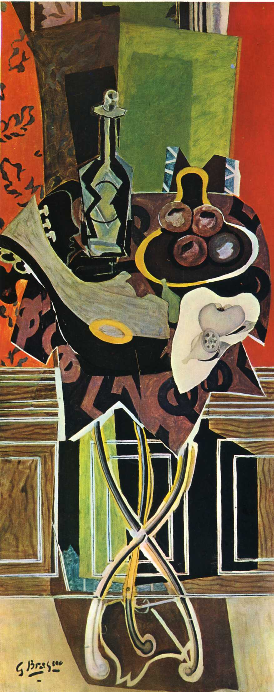 A Red Pedestal (1939) - Georges Braque Tablo