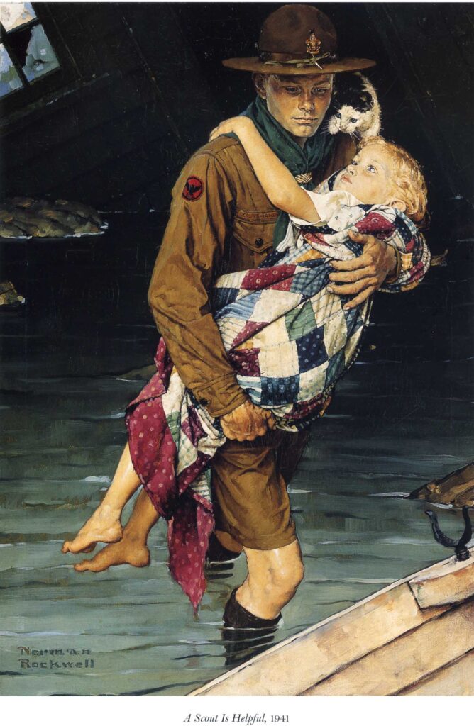 A Scout Is Helpful (1941) - Norman Rockwell Tablo