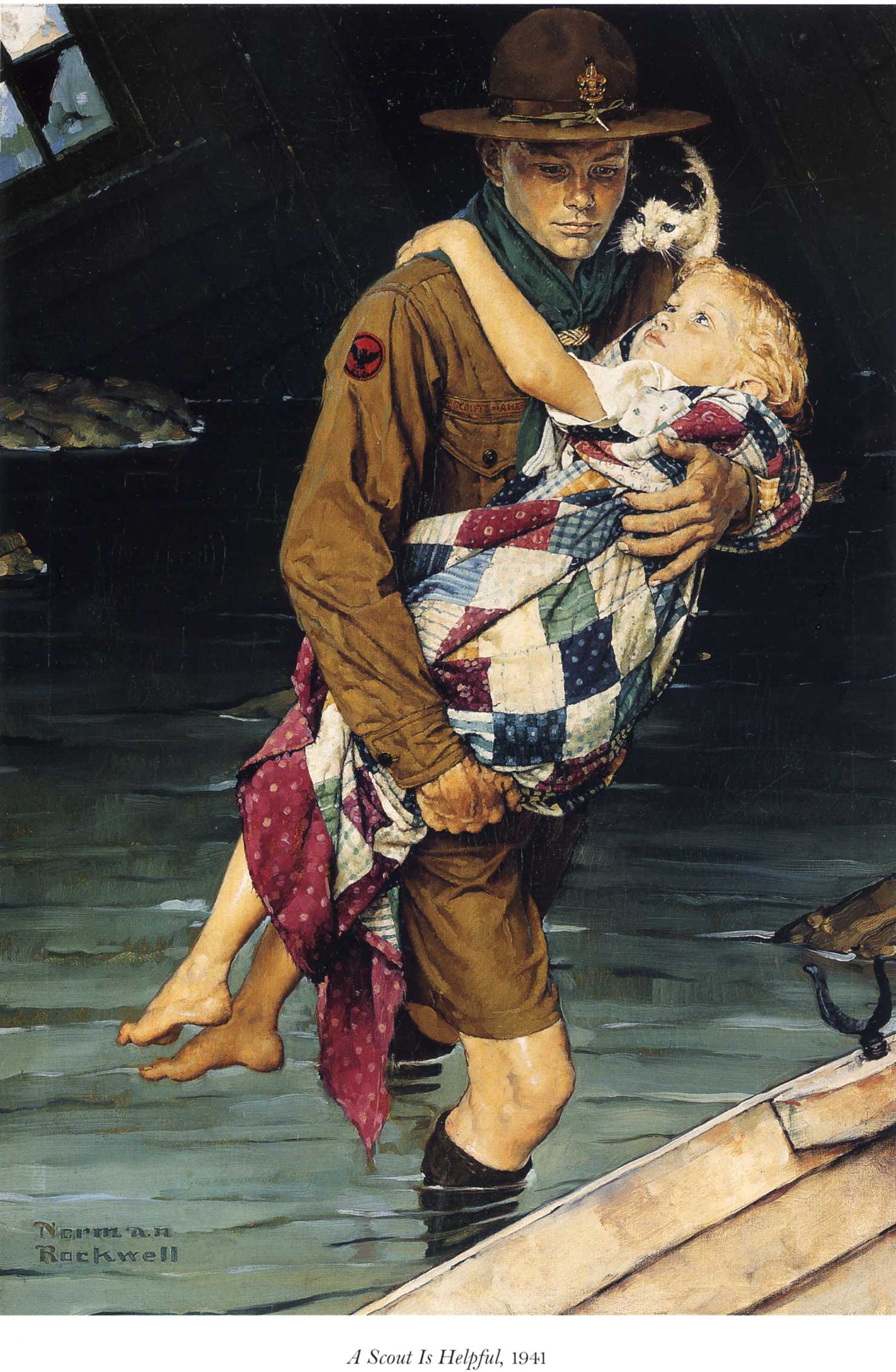 A Scout Is Helpful (1941) - Norman Rockwell Tablo