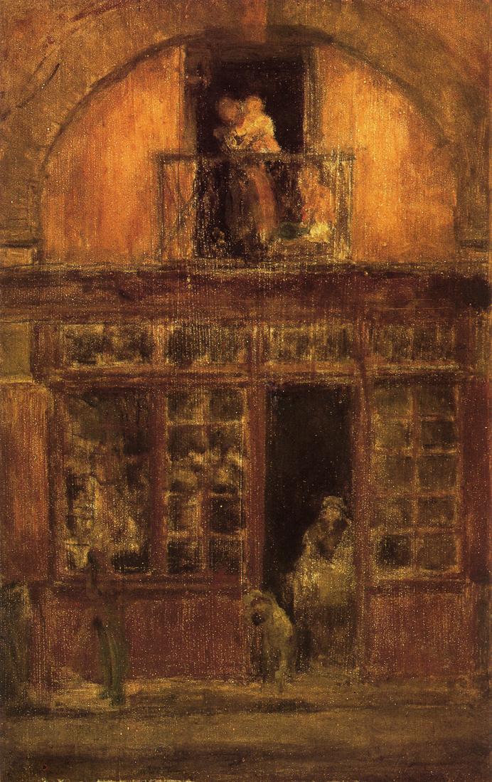 A Shop with a Balcony (1890) - James McNeill Whistler Tablo
