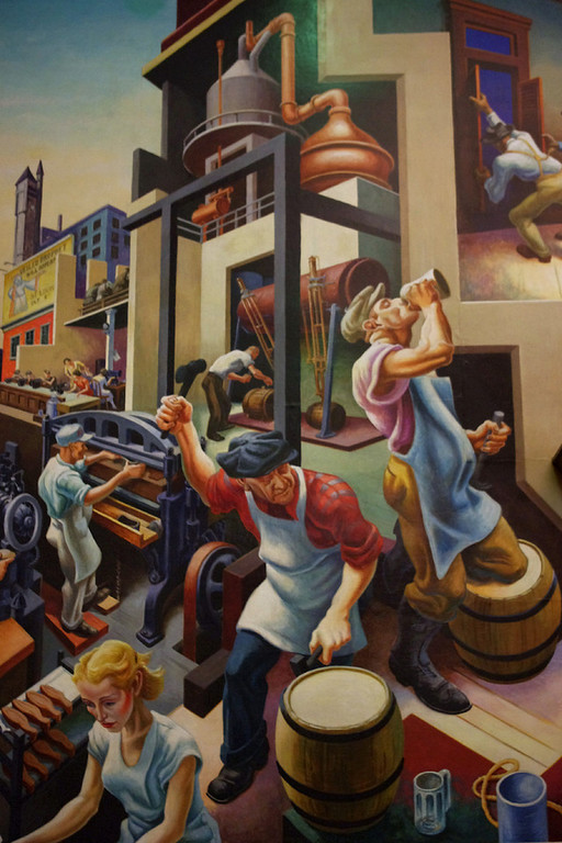 A Social History of the State of Missouri (detail) Beer Making (1936) - Thomas Hart Benton Tablo