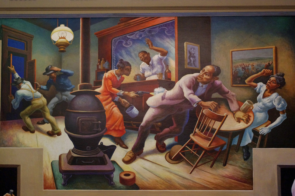 A Social History of the State of Missouri (detail) Frankie and Johnny (1936) - Thomas Hart Benton Tablo