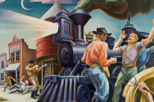 A Social History of the State of Missouri (detail) Jesse James (1936) - Thomas Hart Benton Tablo