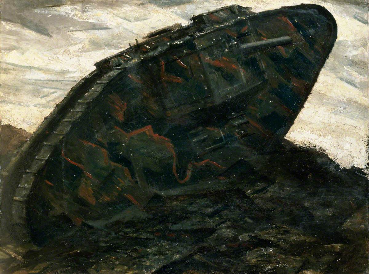 A Tank (1917) - C. R. W. Nevinson Tablo