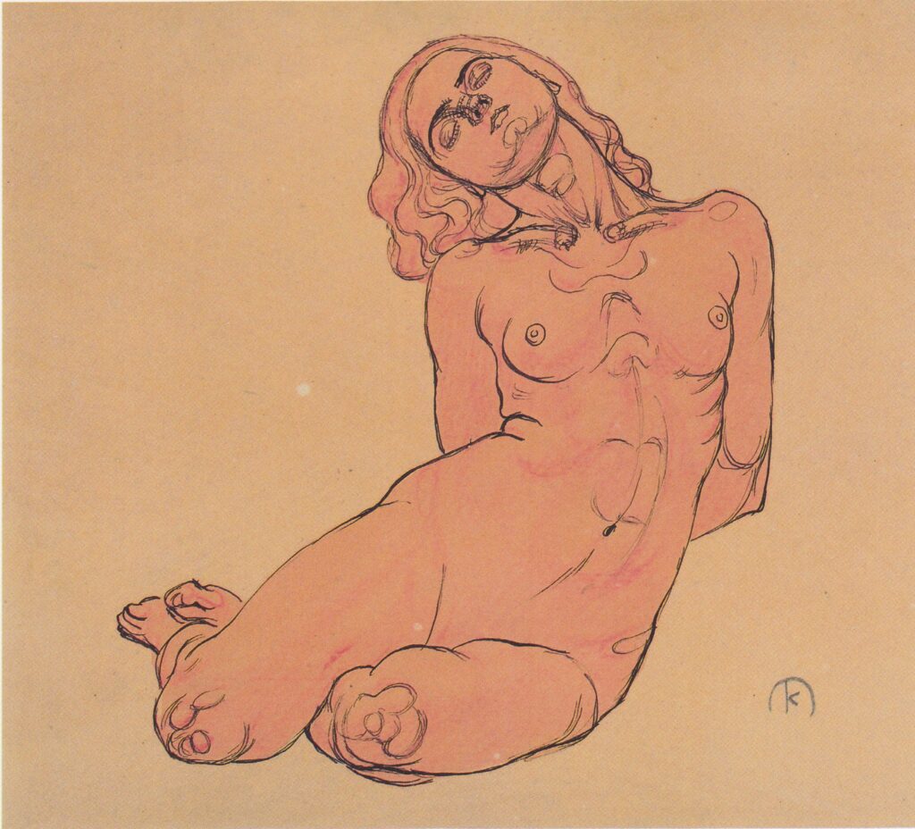 A crouching woman (1914) - Koloman Moser Tablo