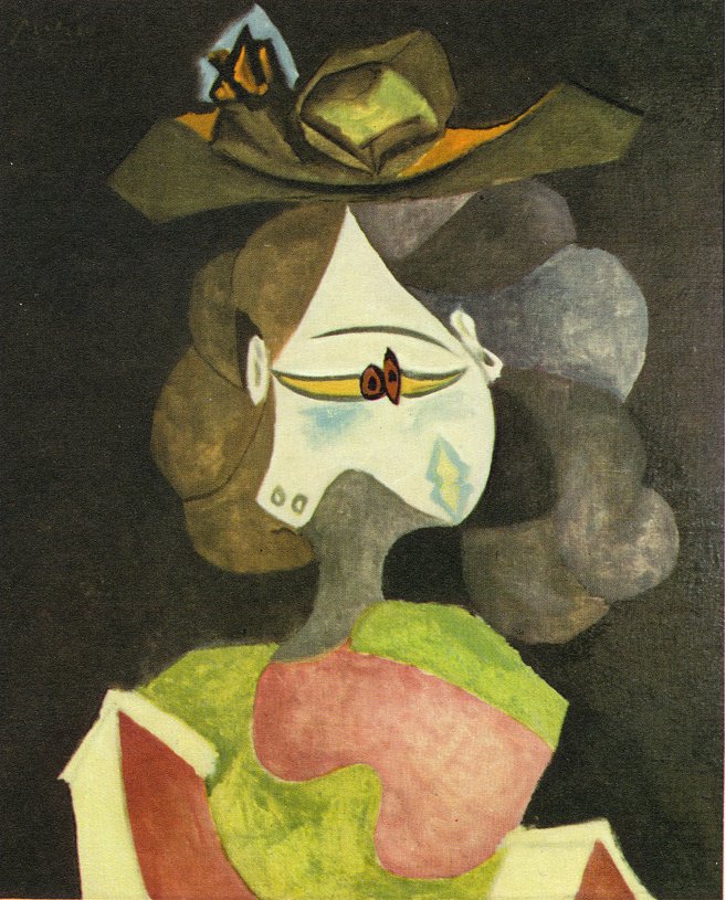 A hat with flowers (1940) - Pablo Picasso Tablo
