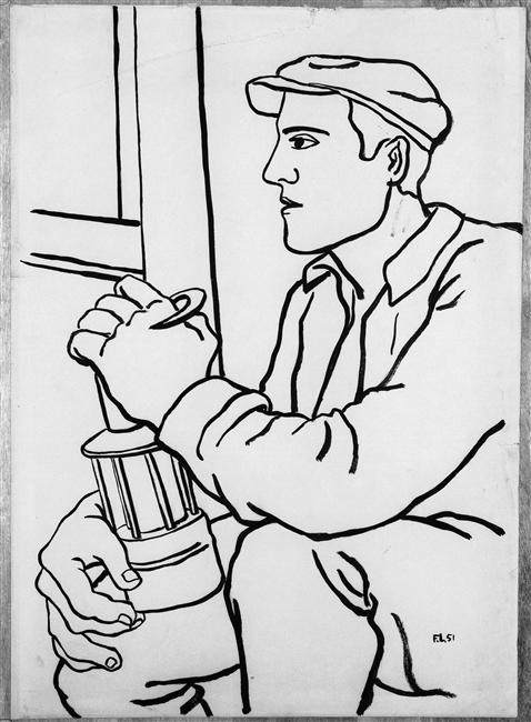 A worker with the lamp (1951) - Fernand Léger Tablo