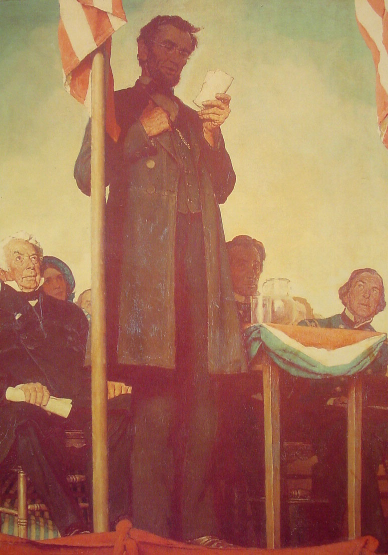 Abraham Delivering the Gettysburg Address (1942) - Norman Rockwell Tablo
