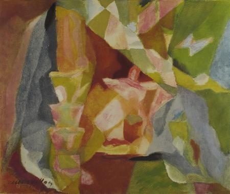 Abstract Figure in a Landscape - Jacques Villon Tablo