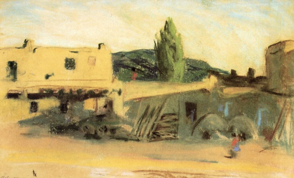 Adobe Buildings, Santa Fe (1917) - Robert Henri Tablo