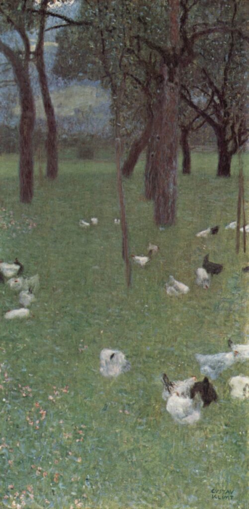 After the Rain (Garden with Chickens in St. Agatha) (1899) - Gustav Klimt Tablo