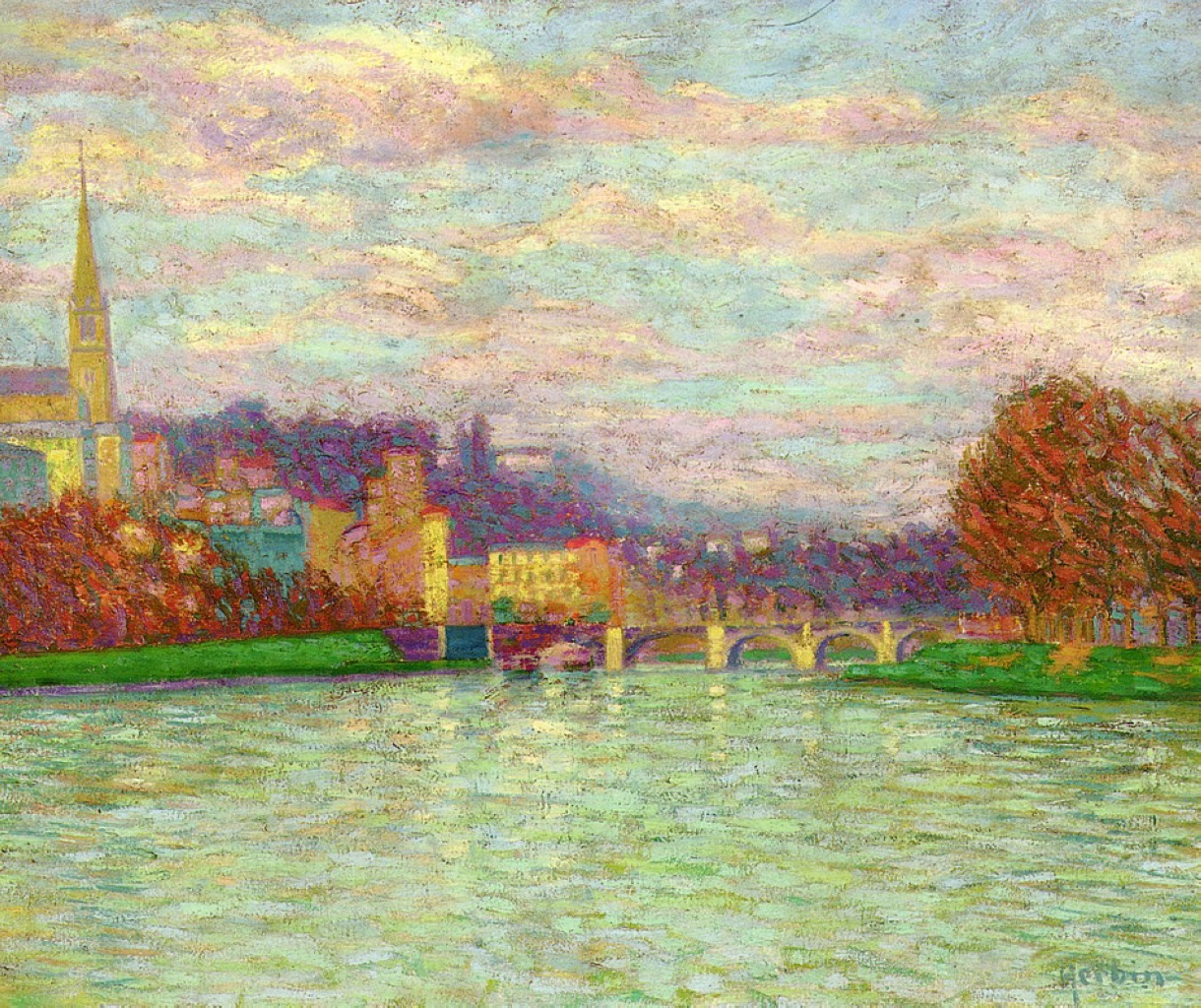 After the rain at la Roche Guyon (1906) - Auguste Herbin Tablo