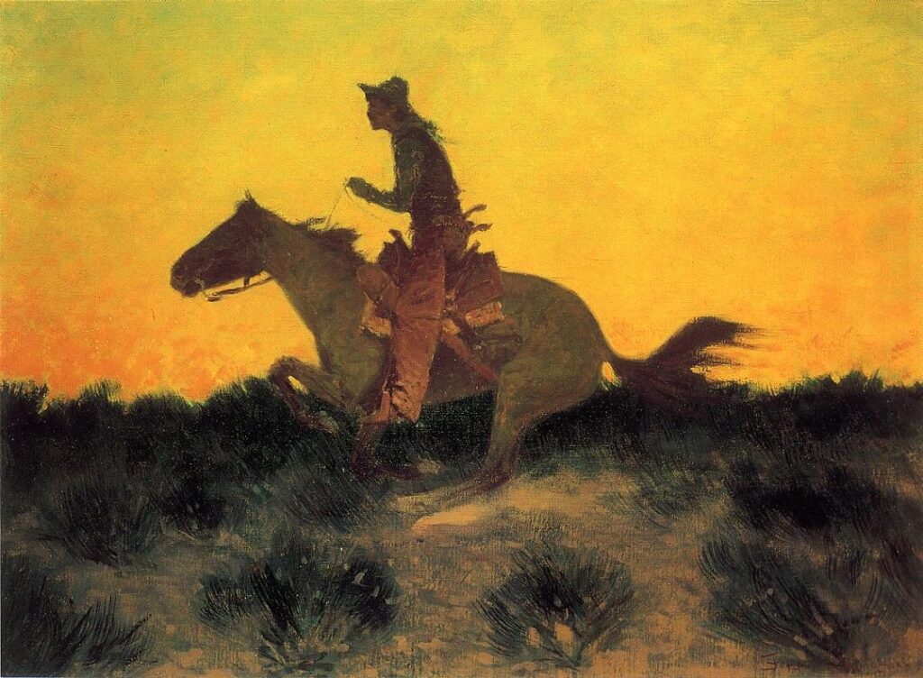 Against the Sunset (1906) - Frederic Remington Tablo