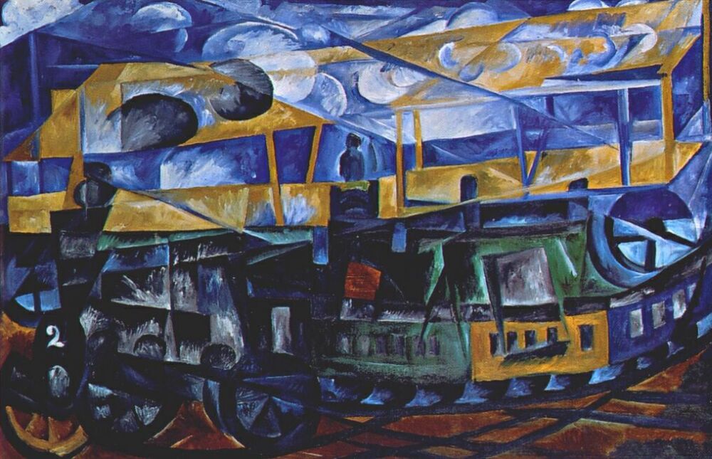 Airplane over train (1913) - Natalia Goncharova Tablo