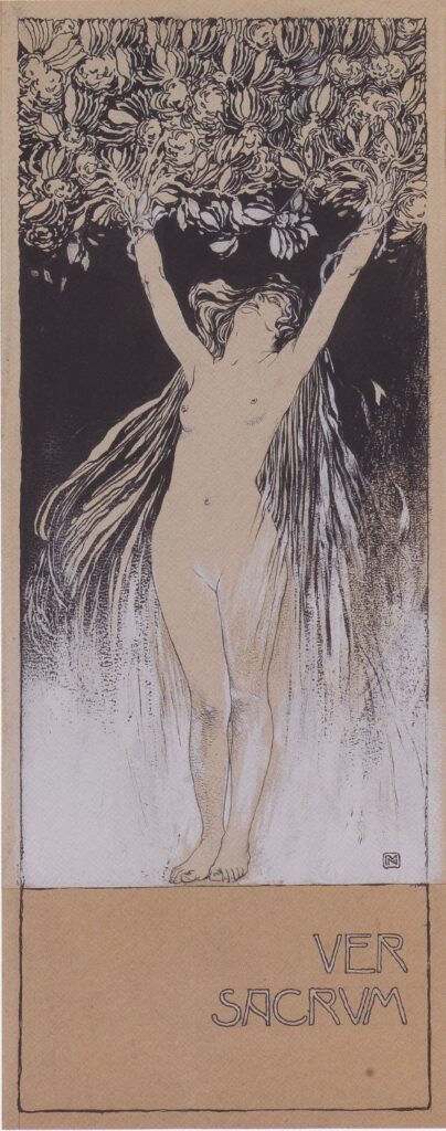 Allegory of Ver Sacrum, sketch of illustration to Ver Sacrum, 101 1898, p.1 (1897) - Koloman Moser Tablo
