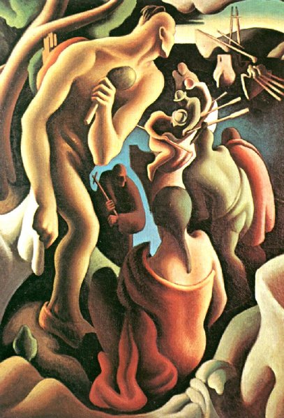 American Discovery Viewed by Native Americans (1922) - Thomas Hart Benton Tablo