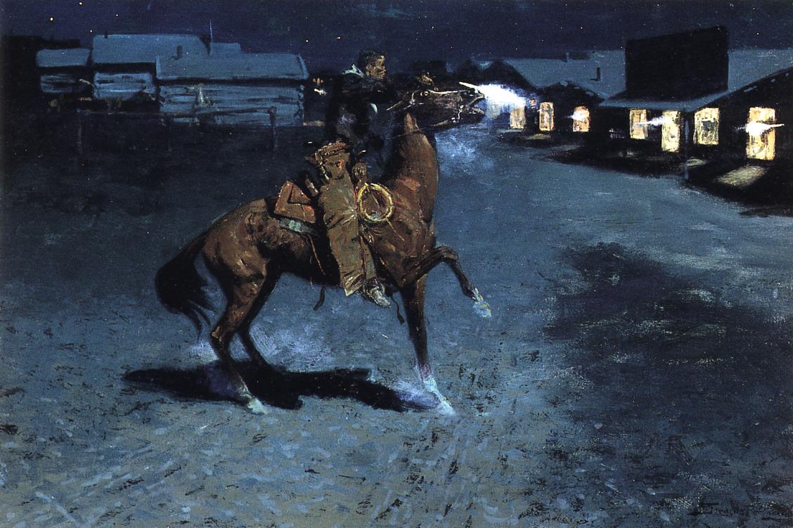 An Argument with the Town Marshall (1907) - Frederic Remington Tablo