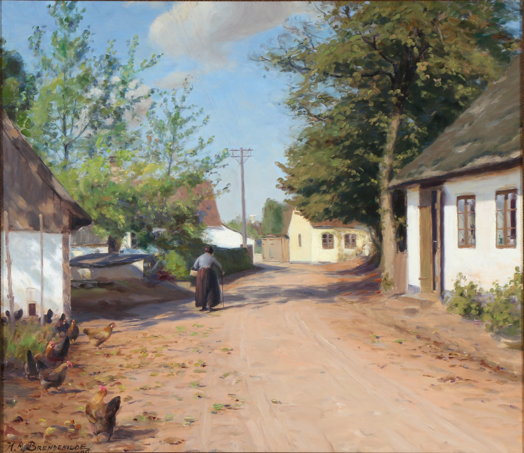 An Elderly Woman in a Village Street (1922) - Hans Andersen Brendekilde Tablo