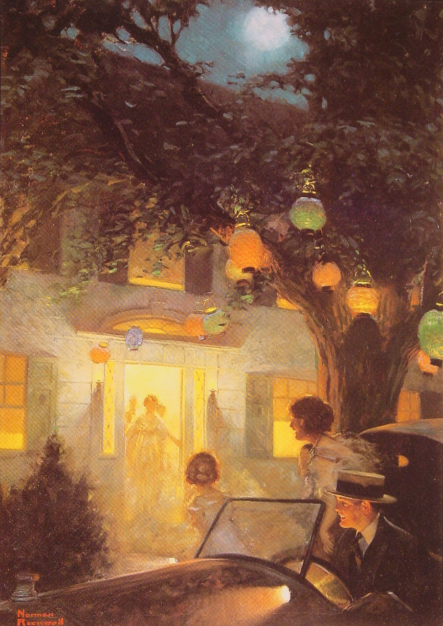 And the Symbol of Welcome is Light (1920) - Norman Rockwell Tablo