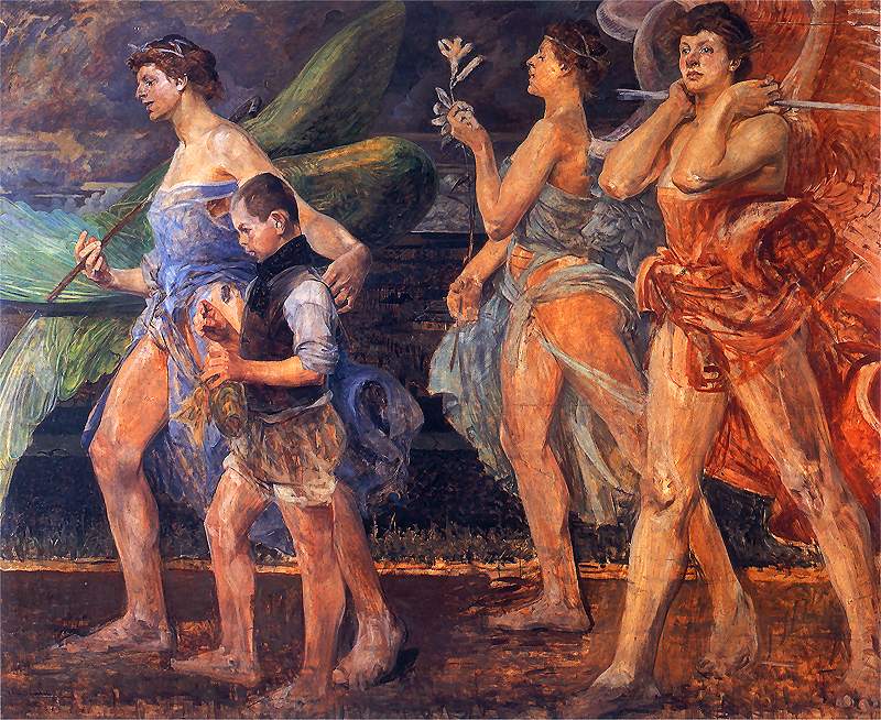 Angels with Tobias - Jacek Malczewski Tablo