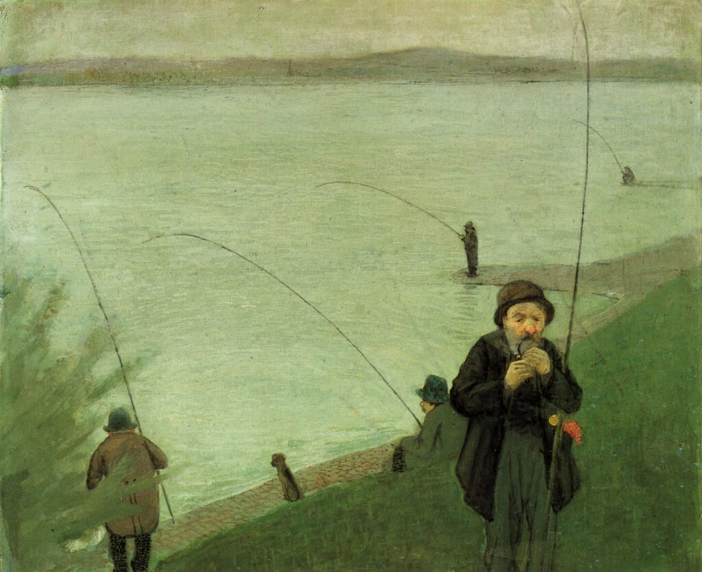 Anglers on the Rhine (1907) - August Macke Tablo
