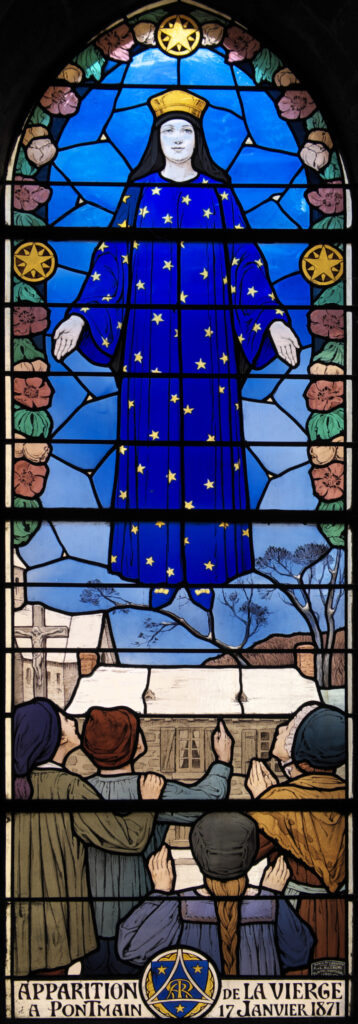 Apparition of the Virgin. Andrésy Église Saint Germain Vitrail - Ludovic Alleaume Tablo