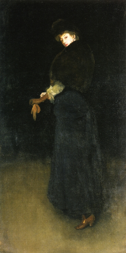 Arrangement in Black The Lady in the Yellow Buskin (1883) - James McNeill Whistler Tablo