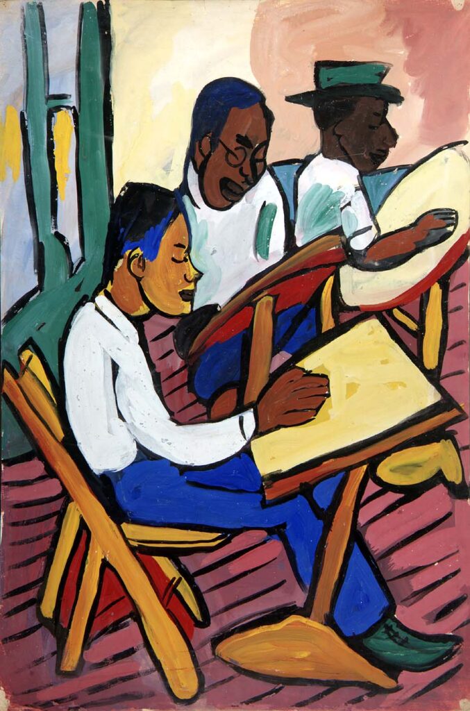 Art Class Three Men (1939) - William H. Johnson Tablo