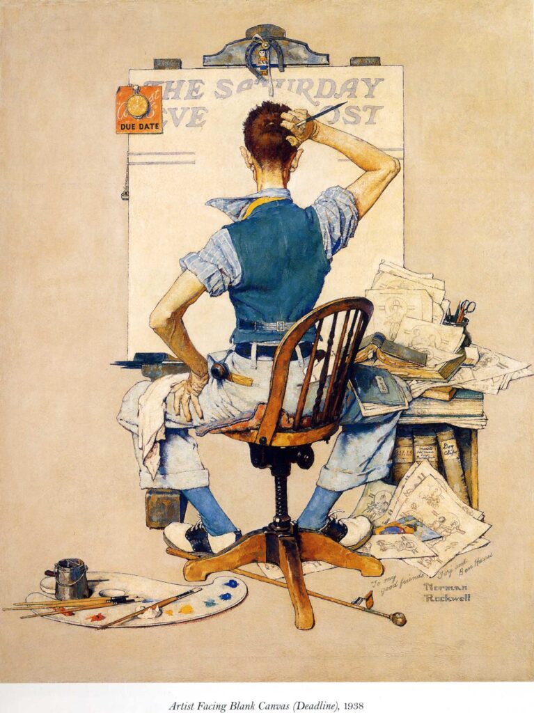 Artist Facing Blank Canvas (1938) - Norman Rockwell Tablo