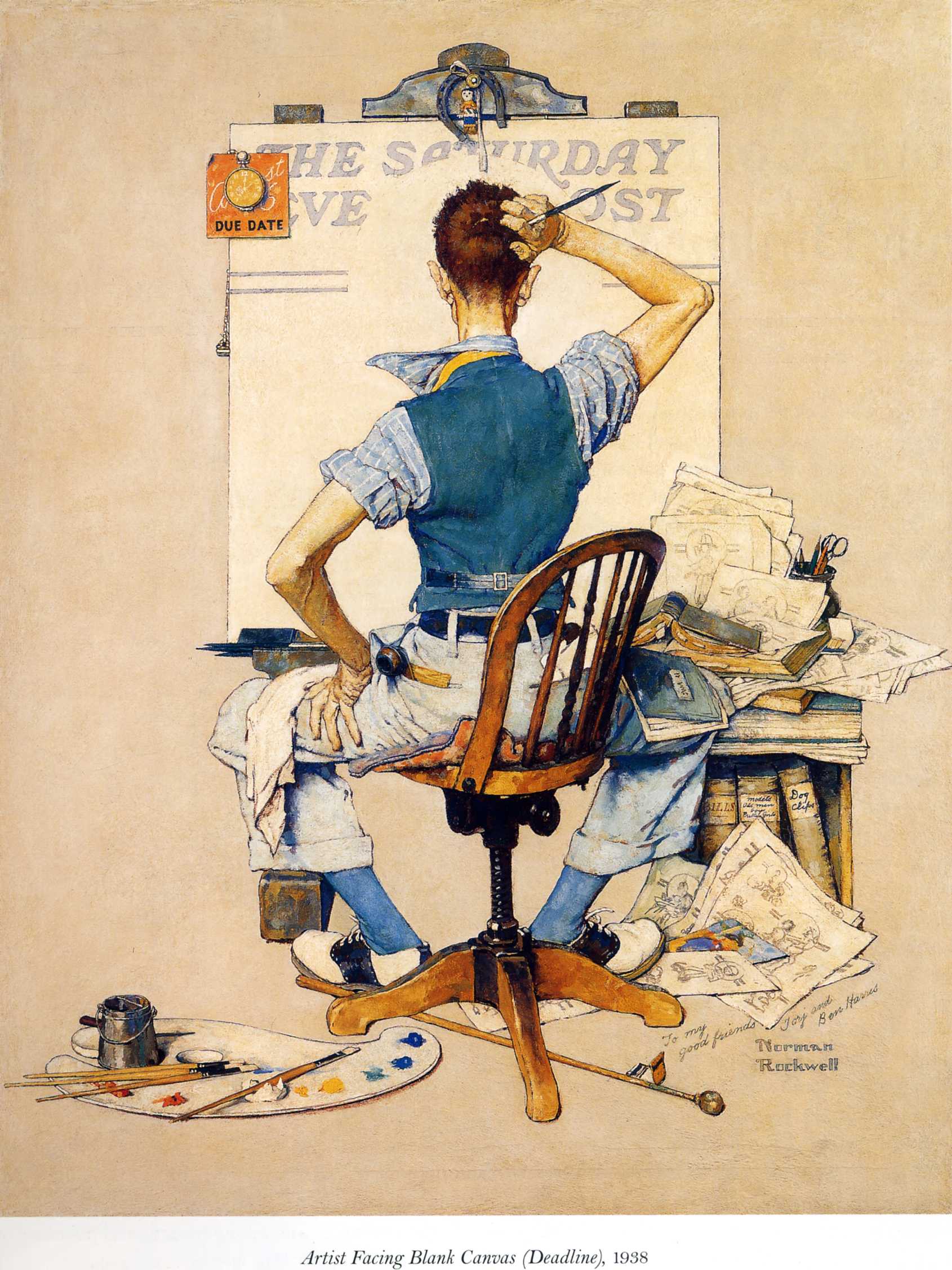 Artist Facing Blank Canvas (1938) - Norman Rockwell Tablo