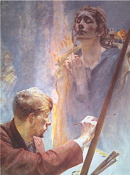 Artist and Muse - Jacek Malczewski Tablo