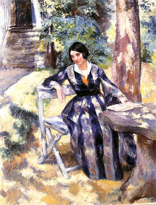 Artist's Wife in the Garden - Wojciech Weiss Tablo
