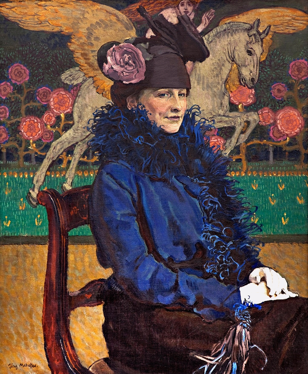Artist's Wife with Pegasus (1913) - Józef Mehoffer Tablo