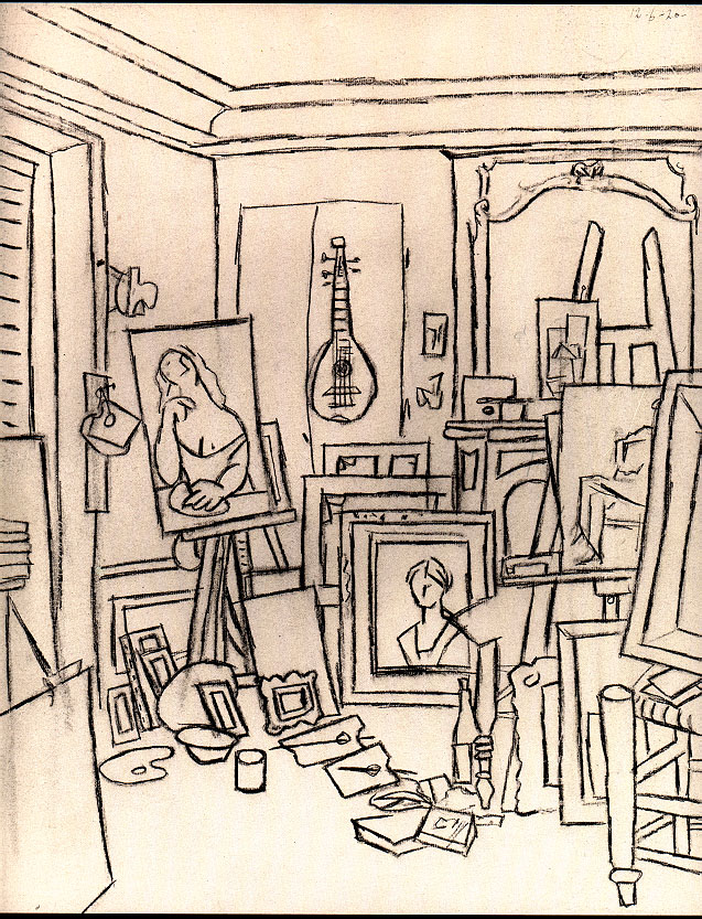 Artist's studio on street La Boetie (1920) - Pablo Picasso Tablo