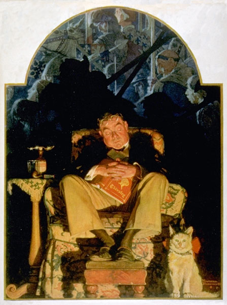 Asleep with Book (1929) - Norman Rockwell Tablo